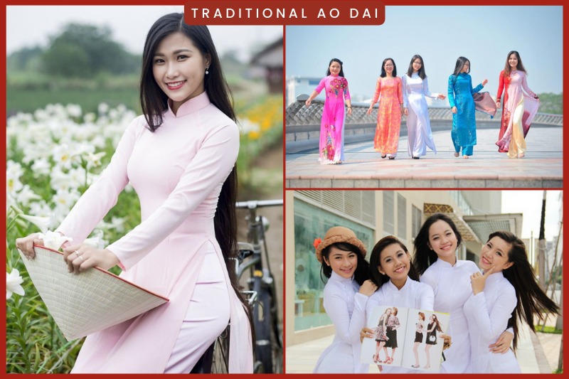 Vietnamese woman wearing Ao Dai dress during the Mid autumn