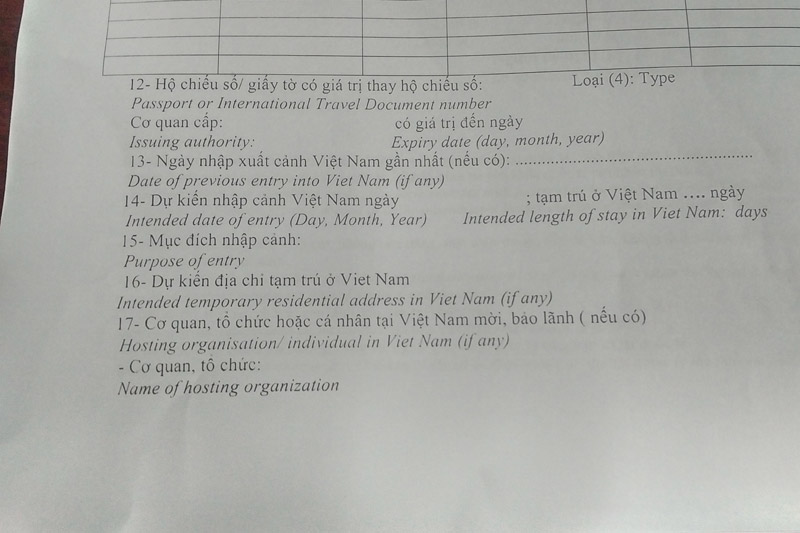 Vietnam Visa Application Form Vietnam Customized Tour