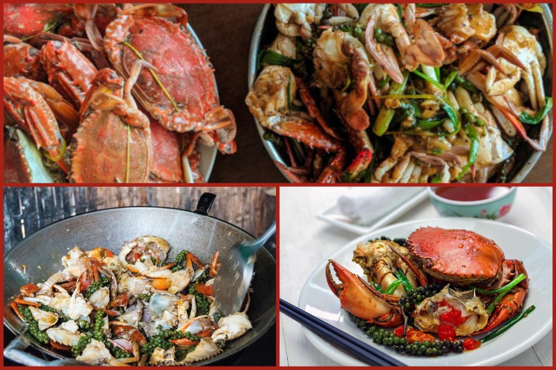 Kdam chaa (Fried Green Pepper Crab) in Cambodia