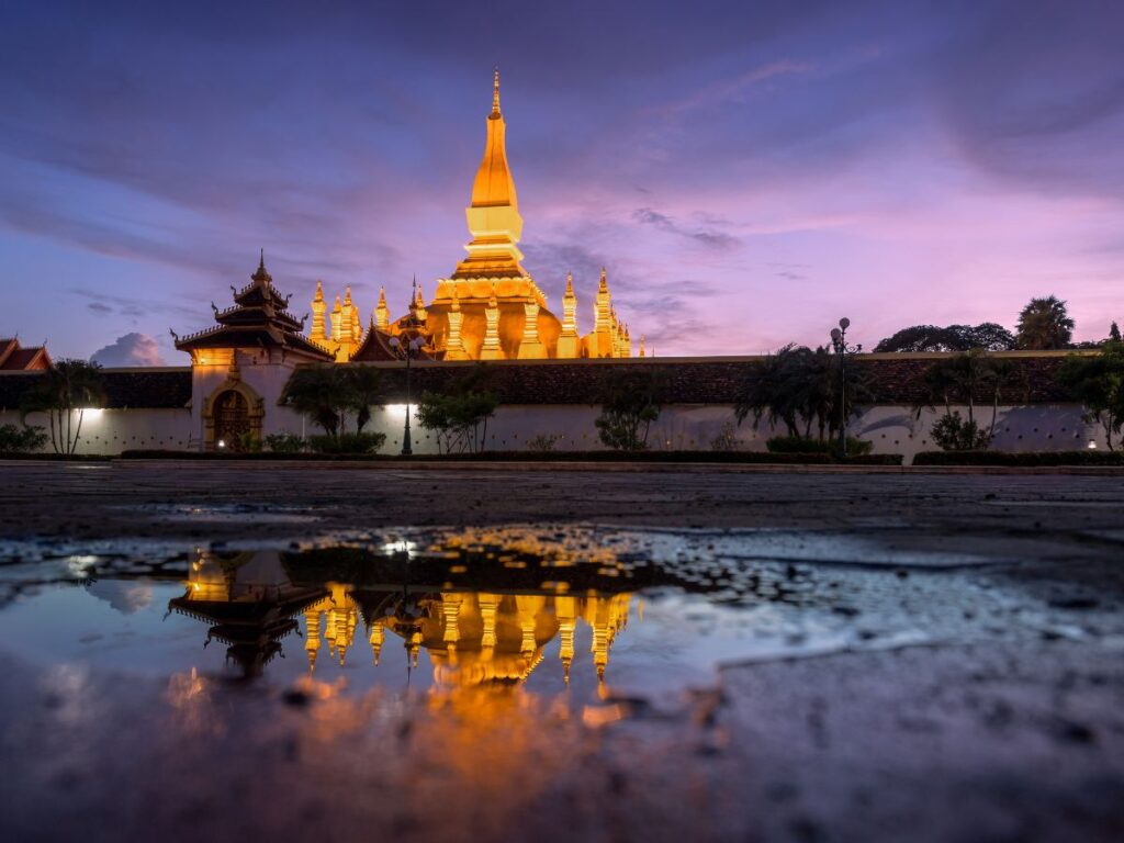 The magic of nightfall at Pha That Luang, Vientiane